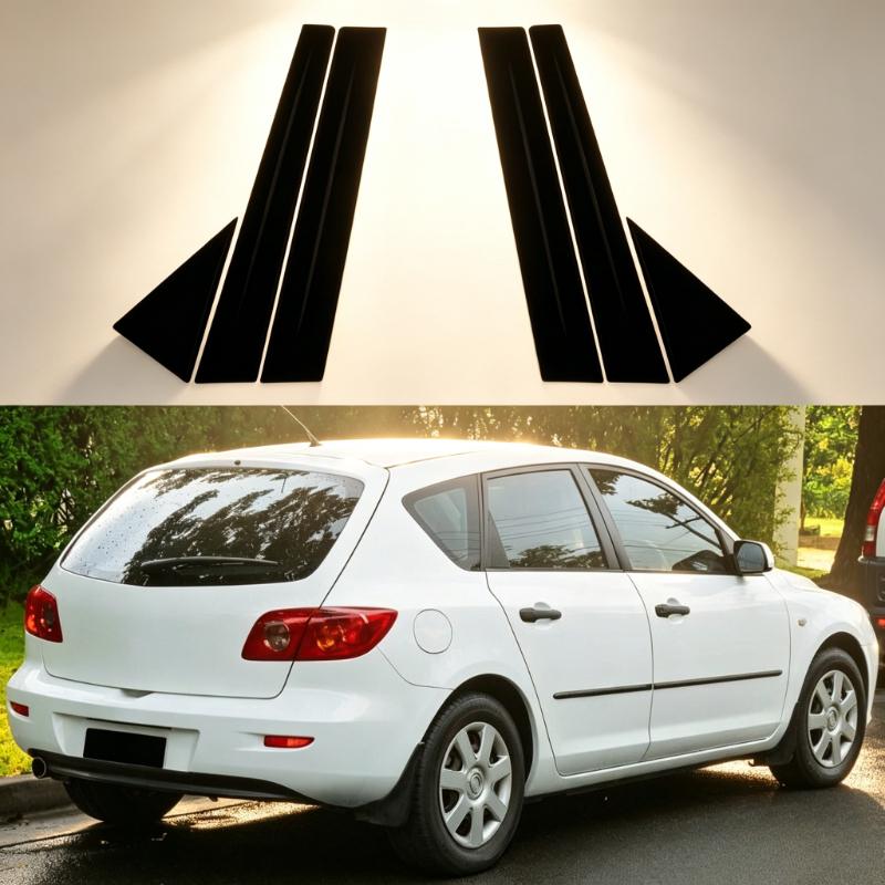 For Mazda 3 Hatchback 2006-2010 B-Pillar Sticker Window Center Pillar Trim Decal Anti-Scratch UV Resistant Self-Adhesive Exterior Decorative Cover