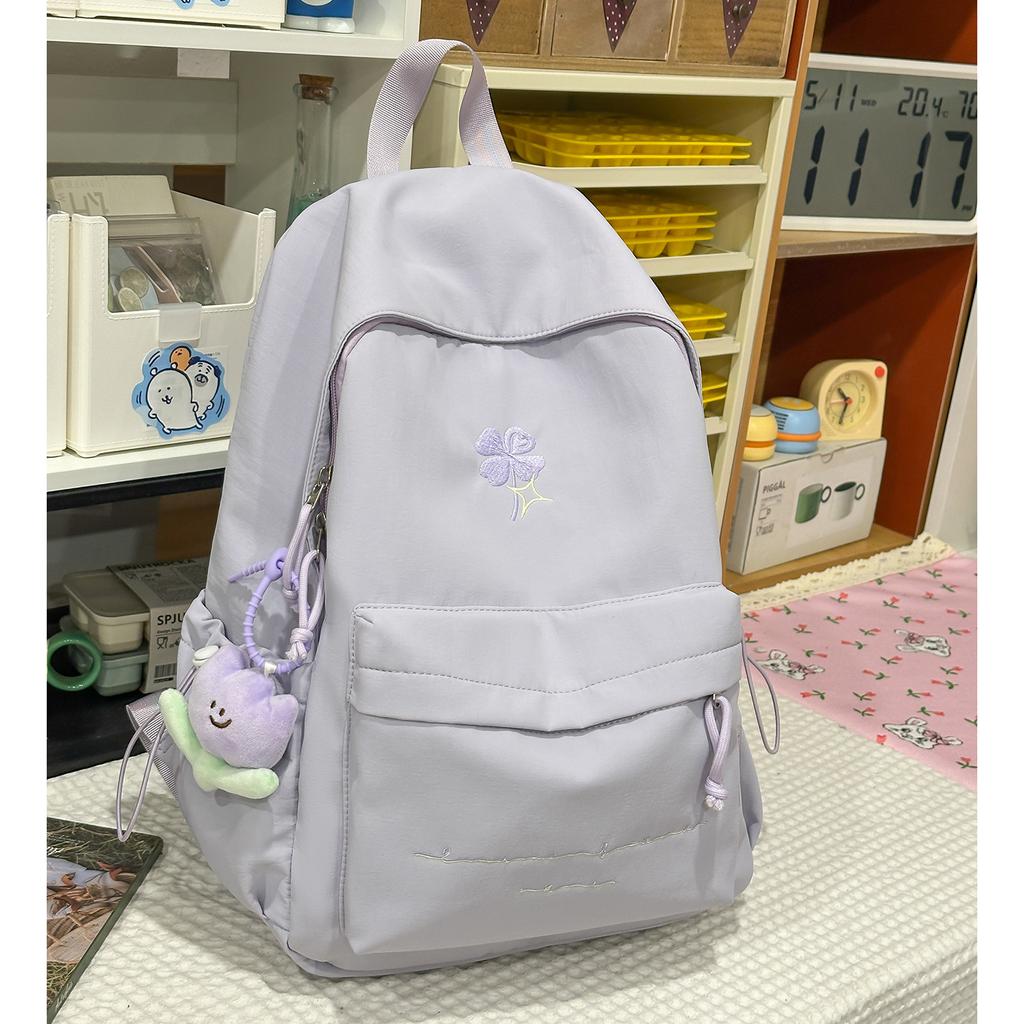 Schoolbag New Ins Style Niche Backpack Female Cute Embroidery Large Capacity Schoolbag Junior High School Student Leisure Travel Backpack