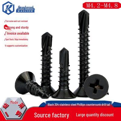 Tornillos Autoperforantes de Cabeza Plana de Acero Inoxidable 410 Cinc Negro