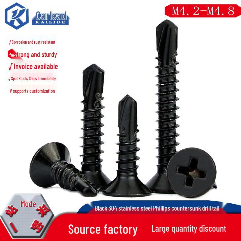 

Саморезы с плоской головкой из нержавеющей стали 410 с черным цинковым покрытием 4.8x16mm - 50 pcs