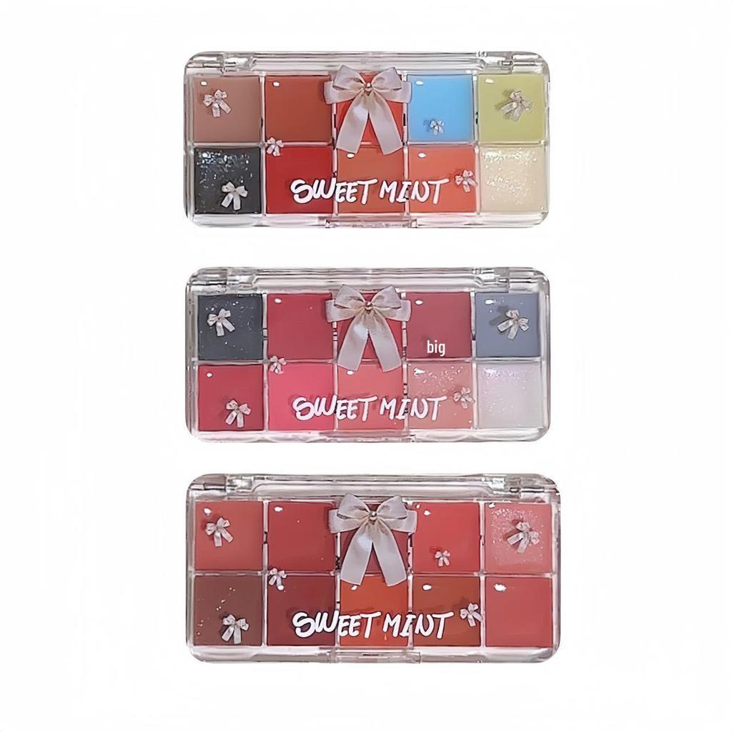 SWEET MINT Ten-Color Lip Jelly Palette: Natural, Non-Transfer, Glossy Mirror Finish Lip Gloss.
