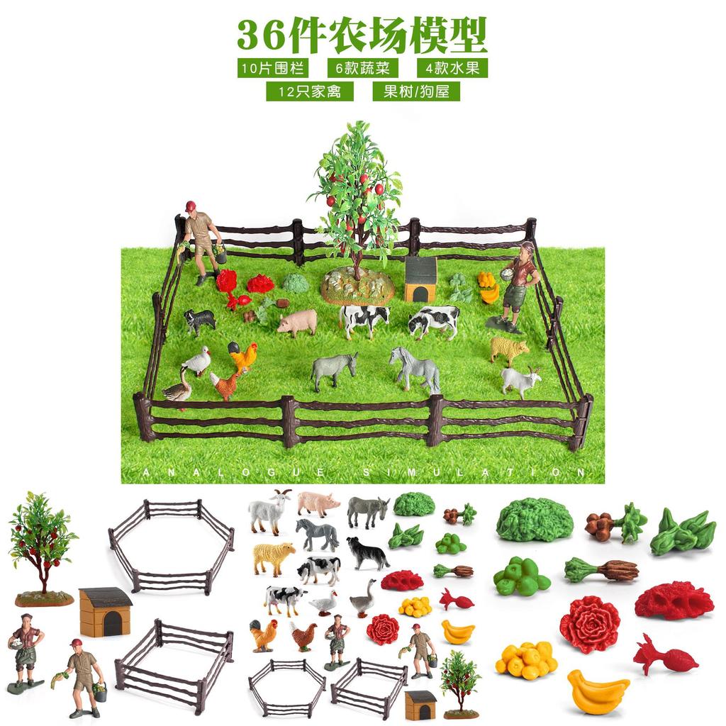 Authentic Plastic Farm Scene Animal Figurines Set With 36 Pieces For Creative Play