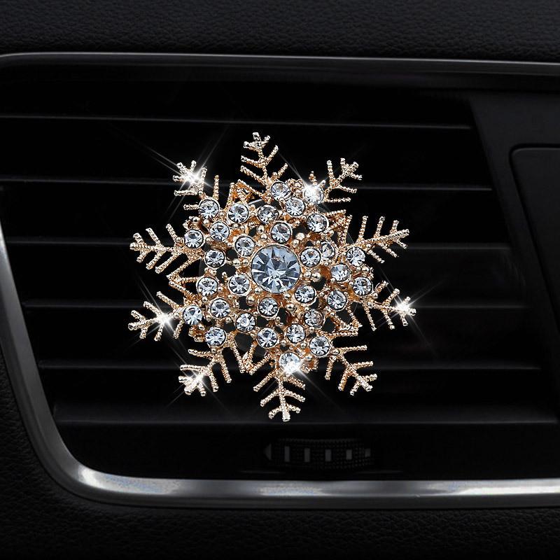 Christmas Snowflake Car Air Freshener Perfume Clip With Inlaid Diamonds Decorative Fragrance For Cross-border Car Interior StyleA