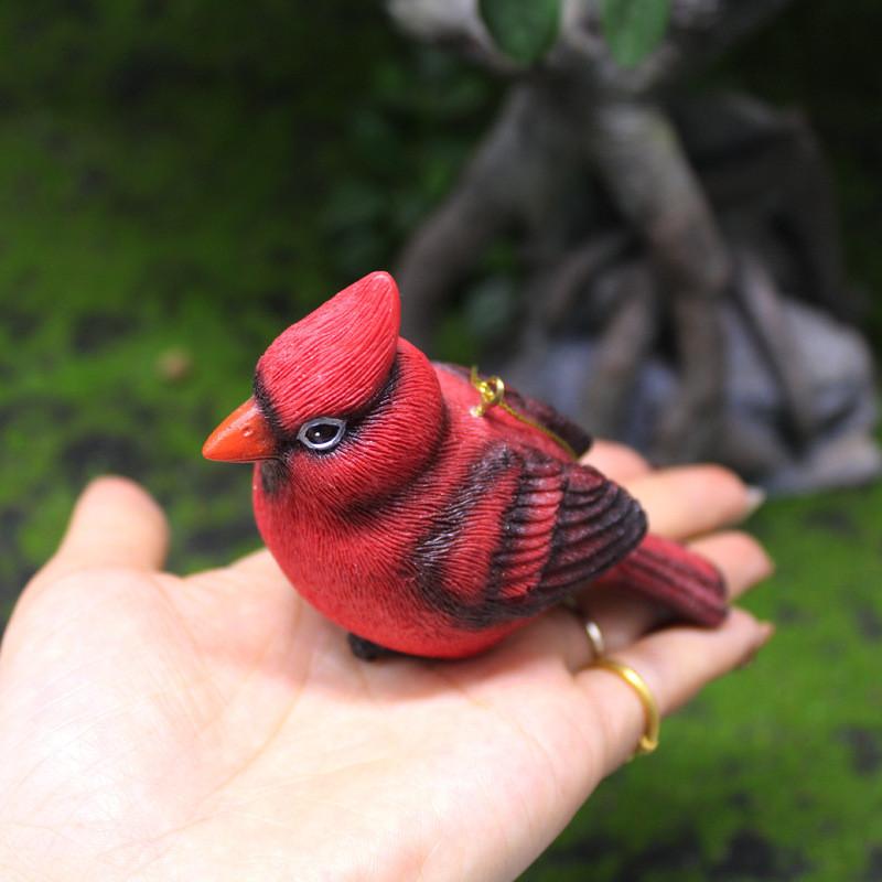 Red Resin Bird Handicraft Decoration Suitable For Wedding And Christmas Gift