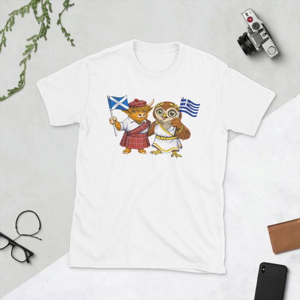 Awesome Scottish Greek Roots Scotland Greece Flag Tshirts For Unisex Round Collar Cotton T Shirt Short Sleeve Tee Shirt New Tops