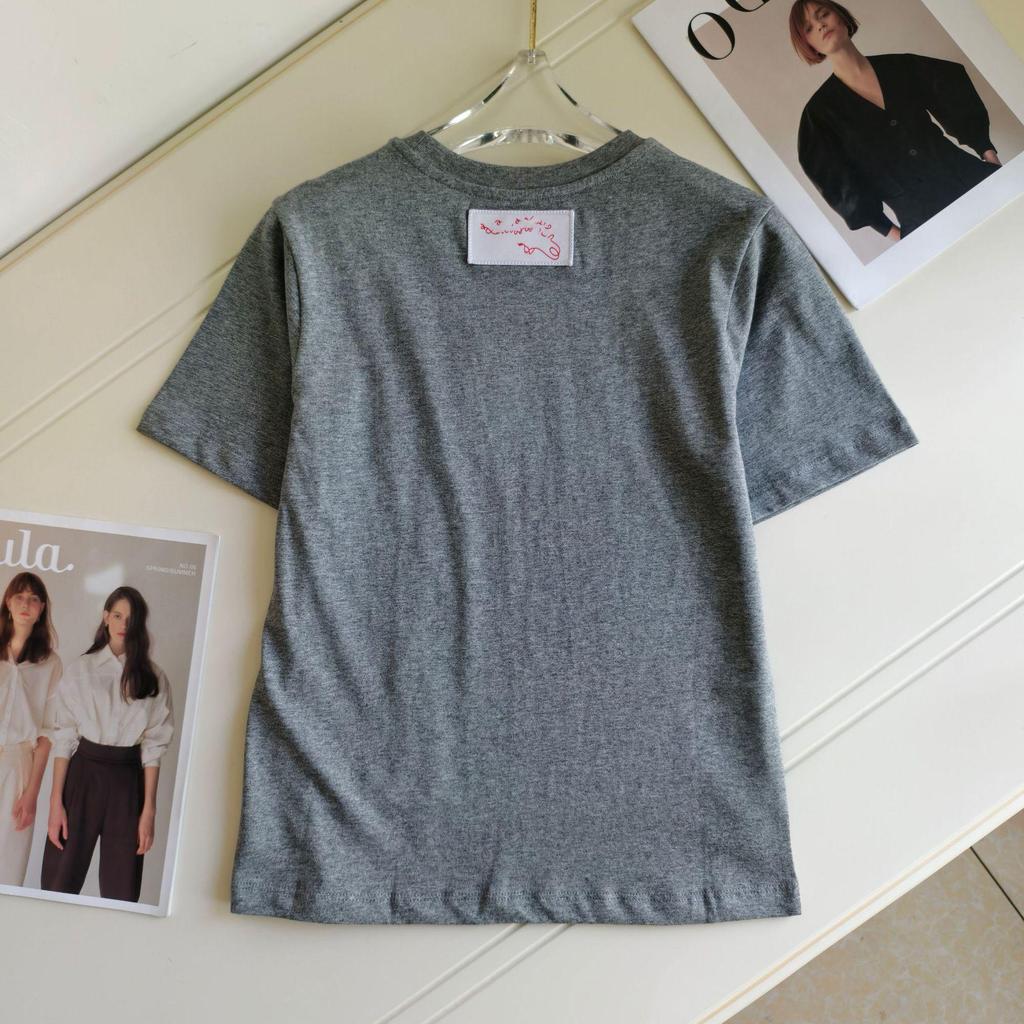 High Quality Donkey Embroidered Floral Round Neck Short Sleeve Women's T-shirt