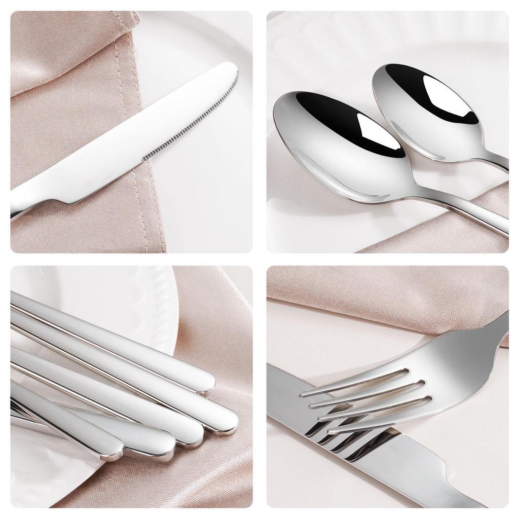 Set di posate in acciaio inossidabile, nuovo stile, 2026: Set da 5 Pezzi Coltello, Forchetta e Cucchiaio per Hotel/Ristorante - Design Spesso per Bistecca e Dessert.
