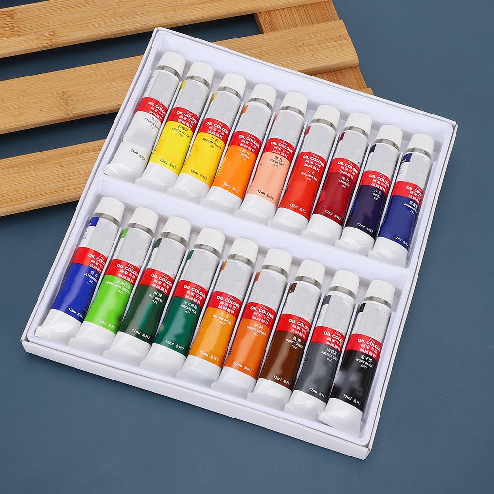 18 ks Olejové barvy Profesionální malířský pigment Umělecké potřeby 12 ml na plátno papír