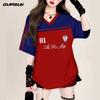 Pink Jersey T-shirt Girls V-neck T-shirt Oversize Women's Shirt Short-sleeved Summer Casual Printed Trendy Brand Fashion Streetwear Tops