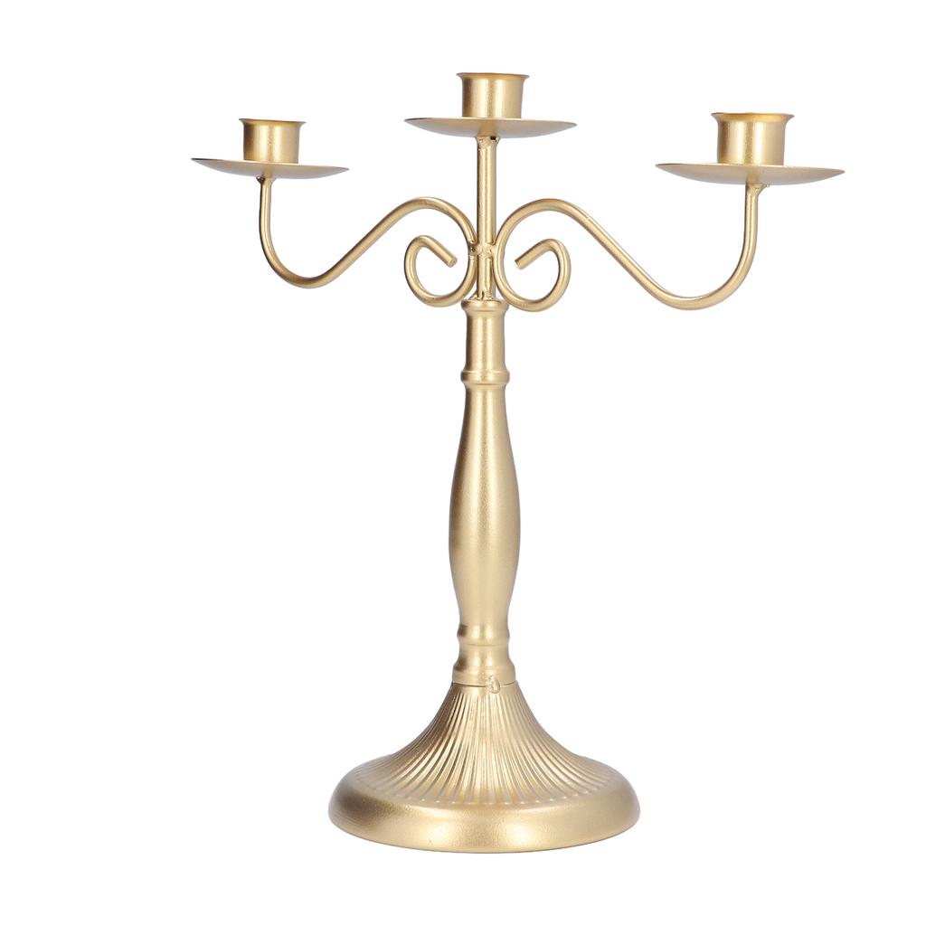 European Style Candlestick Holders Stand Gold 3 Head Candle Holders for Wedding Party Dinning