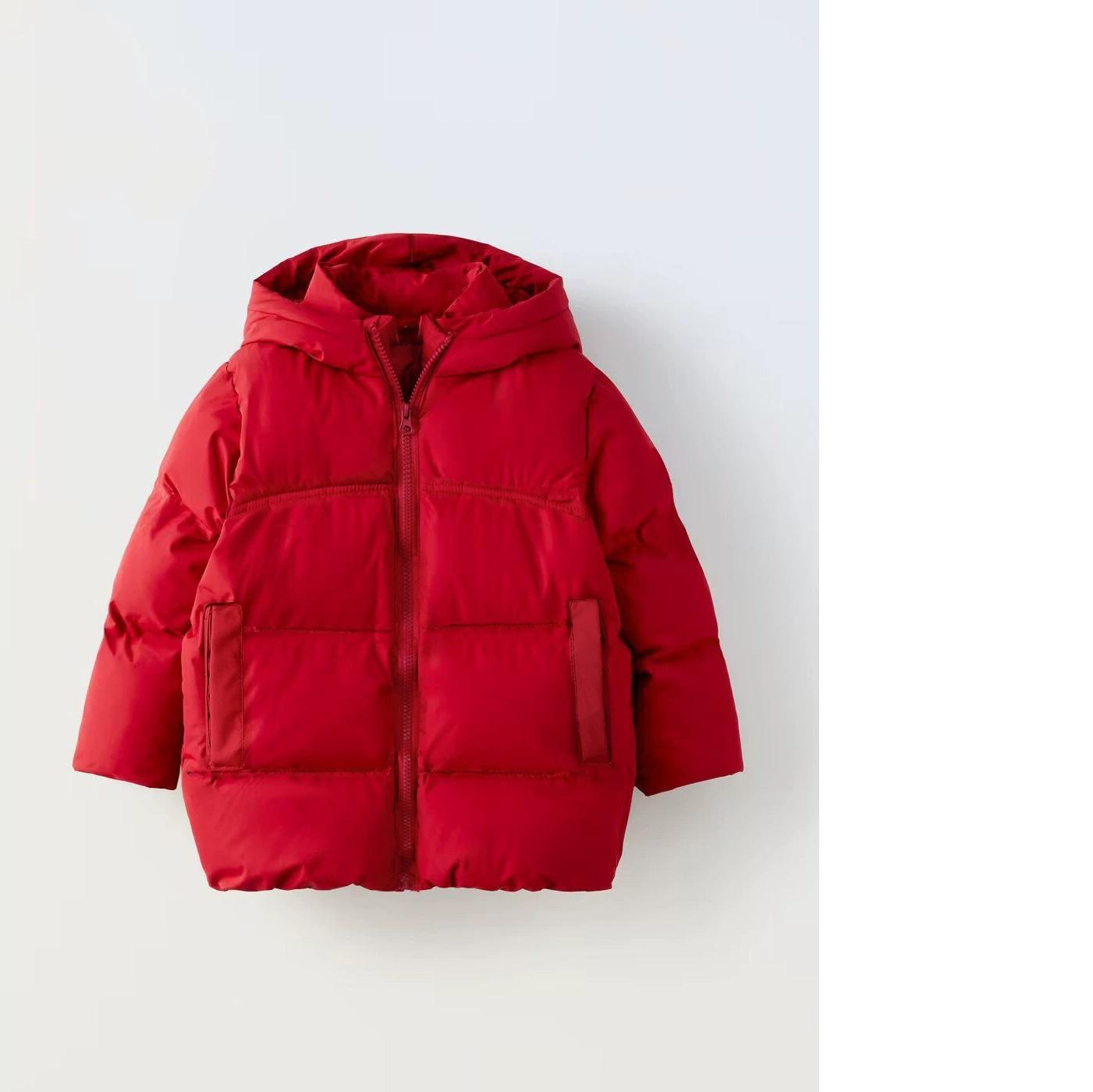 

Пуховики для детей Толстые Теплые Пальто для мальчиков и девочек Детская Зимняя Верхняя одежда с капюшоном Мода для малышей Однотонные Парки 3-10 лет 100 красный