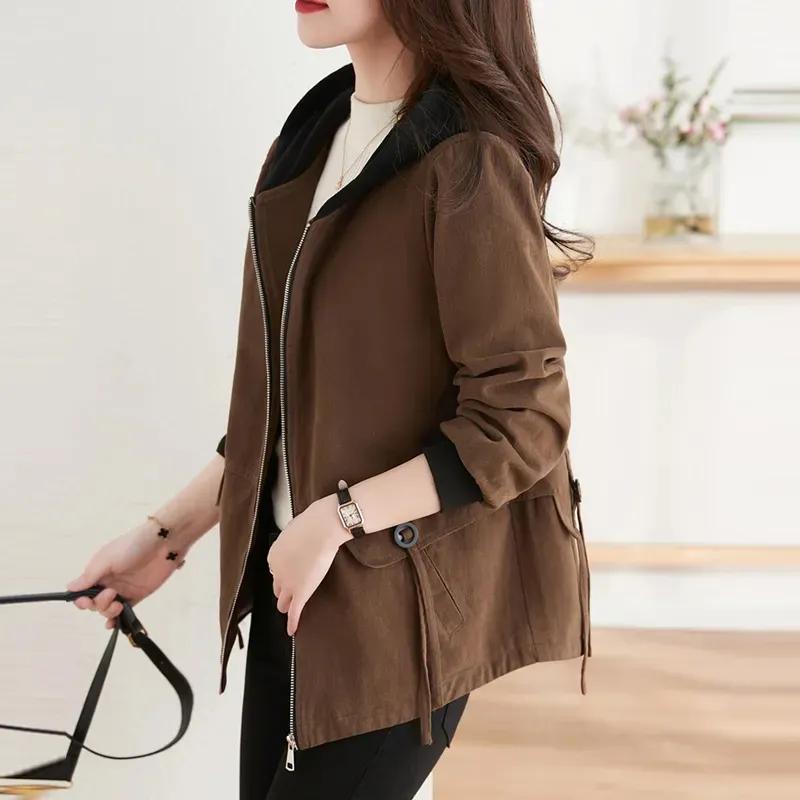 Women's Comfortable and Chic Women's Hooded Windbreaker Loose Fit Casual Outerwear