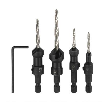 4 Stück HSS 4241 Tischler Senkbohrer Set Schnellwechsel Sechskantschaft Schraube #6 #10 #13 #16 + 1 Stück Schraubenschlüssel