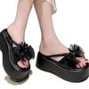 Fairy wind bow 6cm thick bottom heightening muffin cool slippers female 2025 summer new with skirt one-word drag