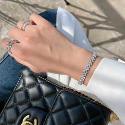 Pulseira romana em nicho designer imitação Moissanite cheia de diamantes luz luxo moda pulseira pulseira mulheres com caixa de presente
