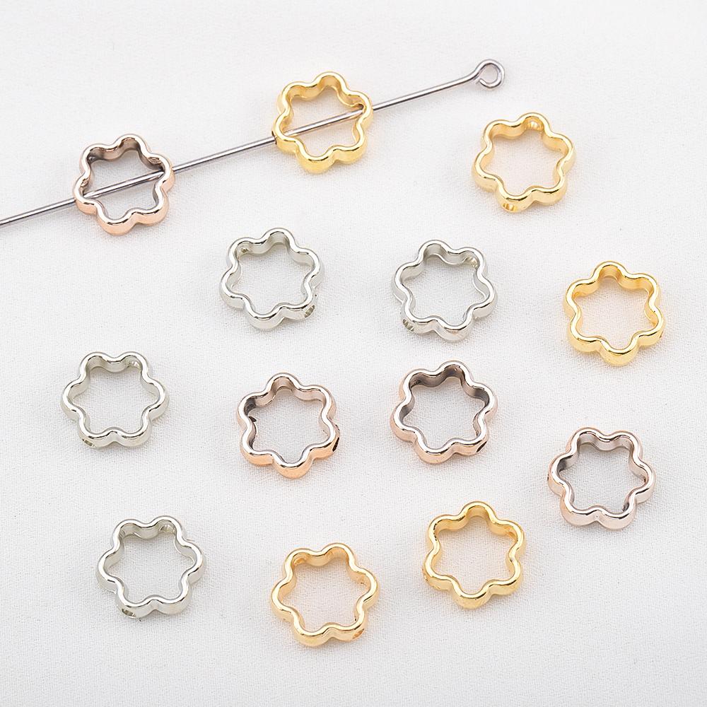 50pcs Two Hole CCB Square Love Heart Frame Spacer Beads DIY Necklace Bracelet Earrings Connectors Pendants Jewelry Accessories