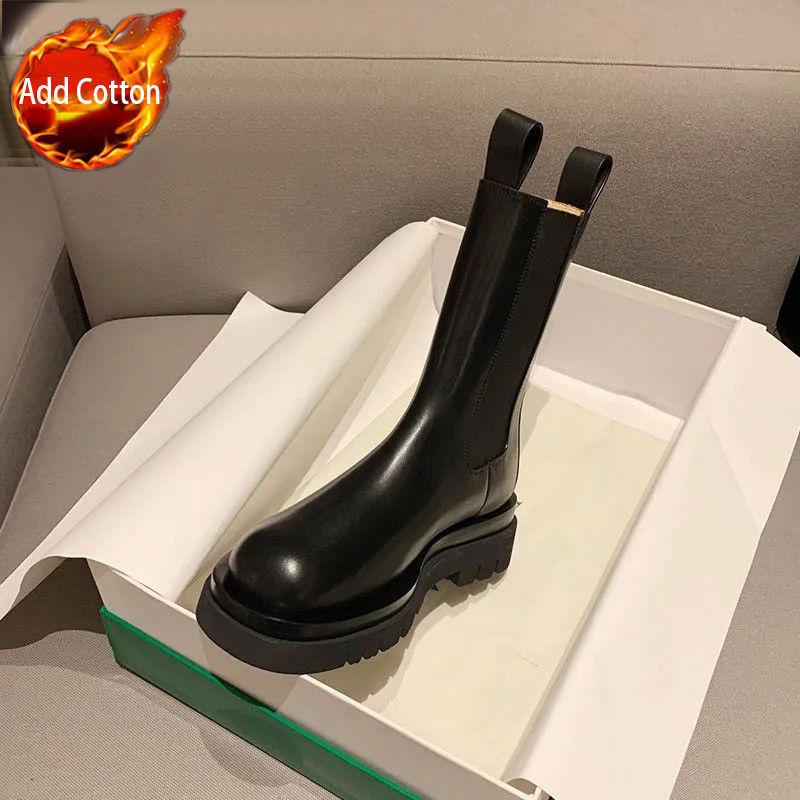 

Модные кожаные полусапоги на платформе для женщин Осень Зима Обувь до середины икры Женские на распродаже Водонепроницаемые Готические Рабочие Демисезонные из ПУ 40