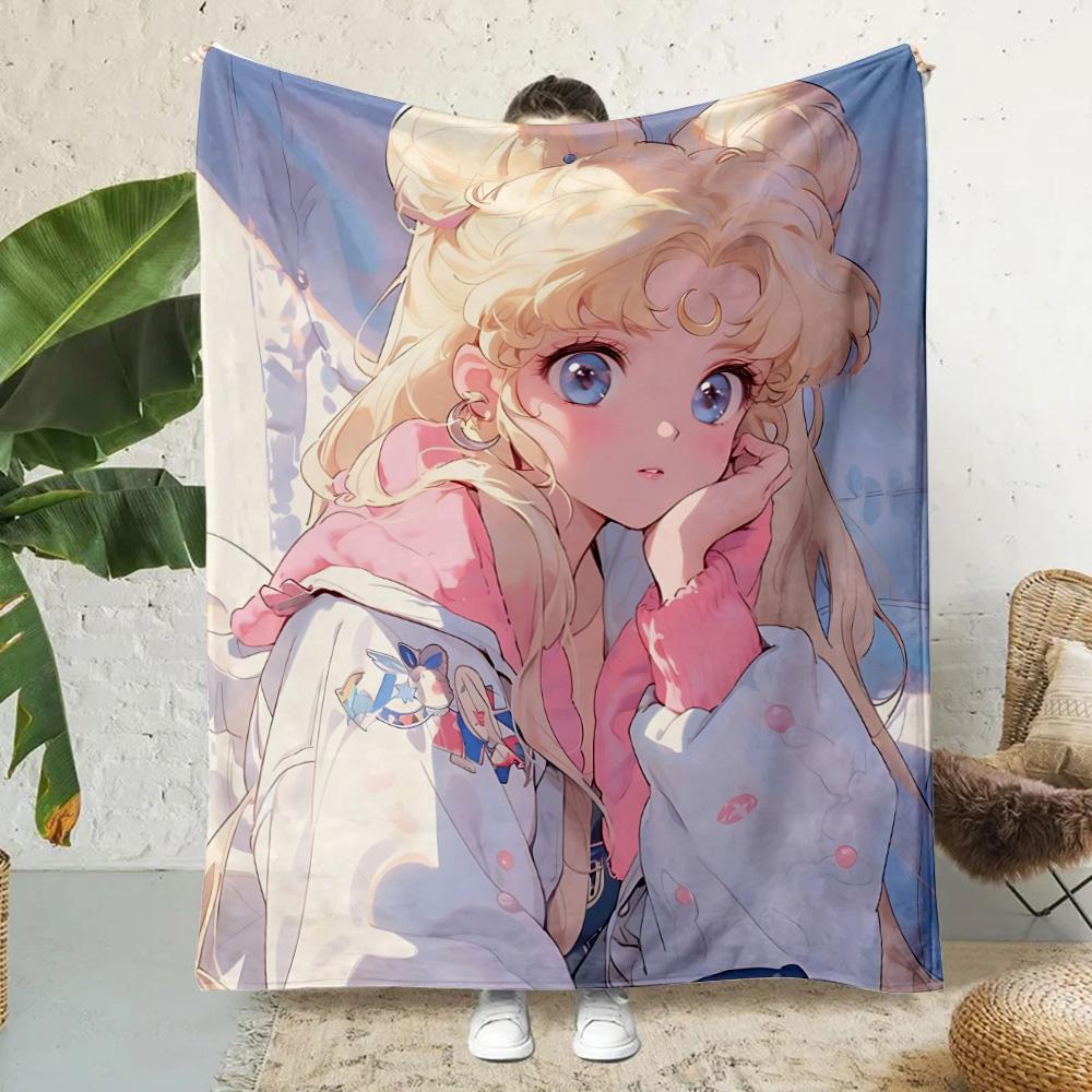 Anime Cartoon S-Sailor Moon Printed Blanket Picnic Blankets Warm Blanket Soft and Comfortable Blanket Home Travel Birthday Gift