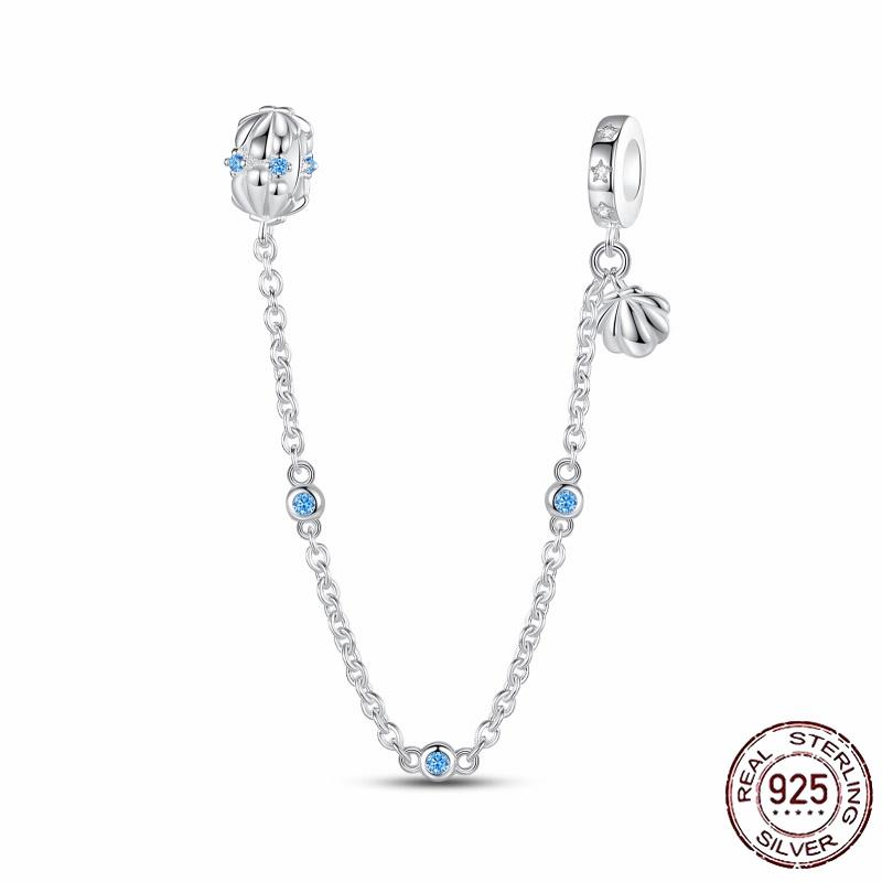 Stříbrný Křišťálový Pavé Bezpečnostní Řetízek Pevný Klip Pramen Přívěsek Vhodný pro Ženy Náramek Stříbrné Šperky Párty Narozeninový Dárek