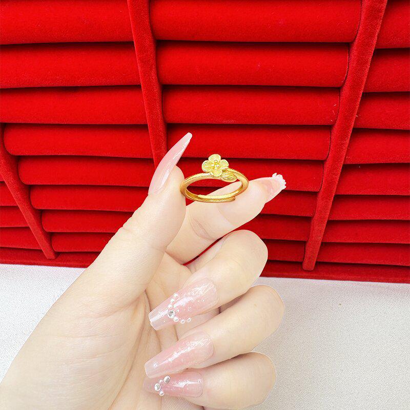 Exquisite Sand Gold Open Ring for Women: High-End Niche Design, Light Luxury Style, Long-Lasting Color, Imitation Gold.