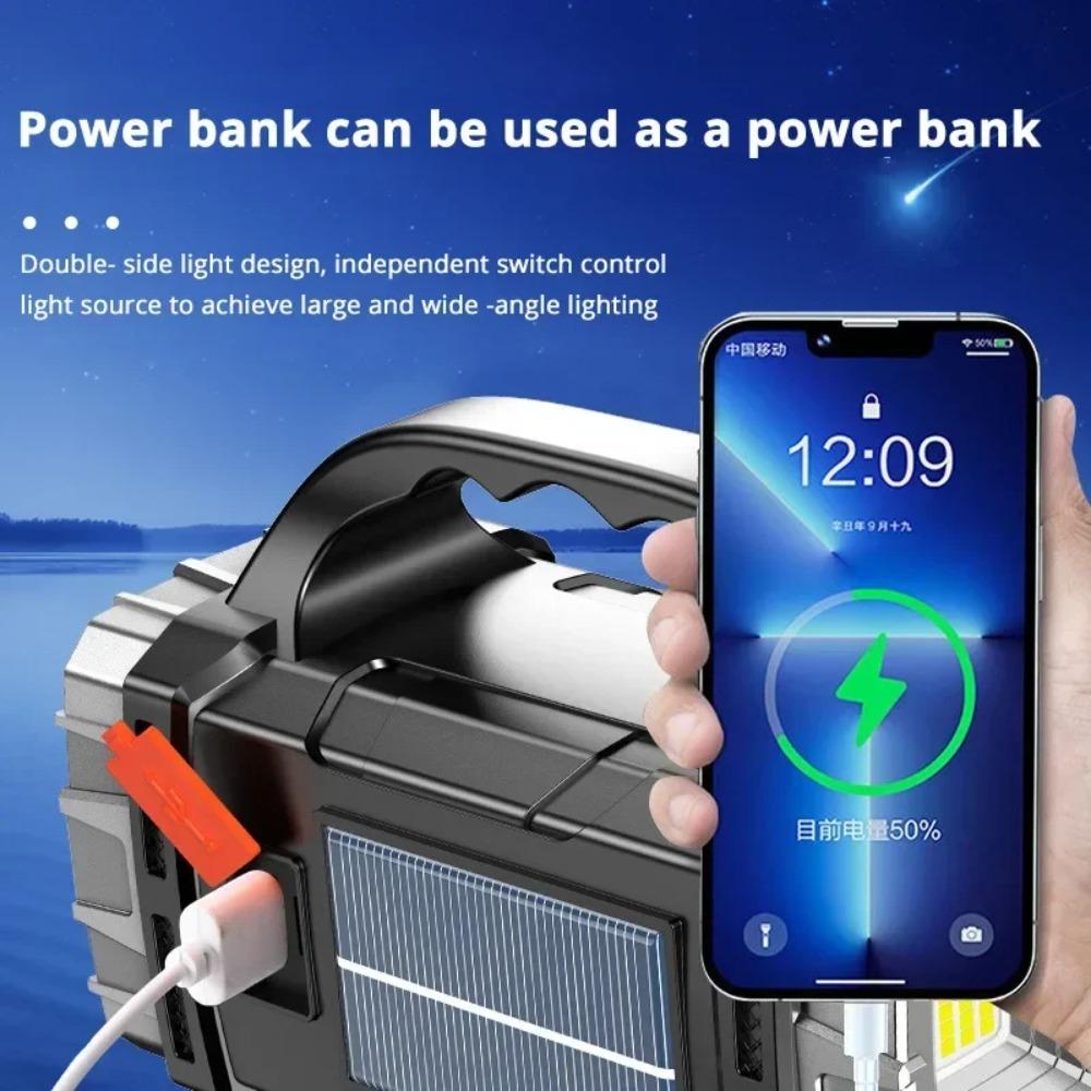 High Power Rechargeable LED Flashlight Multifunctional Portable Light with Side Light Waterproof Multiple Lighting Modes