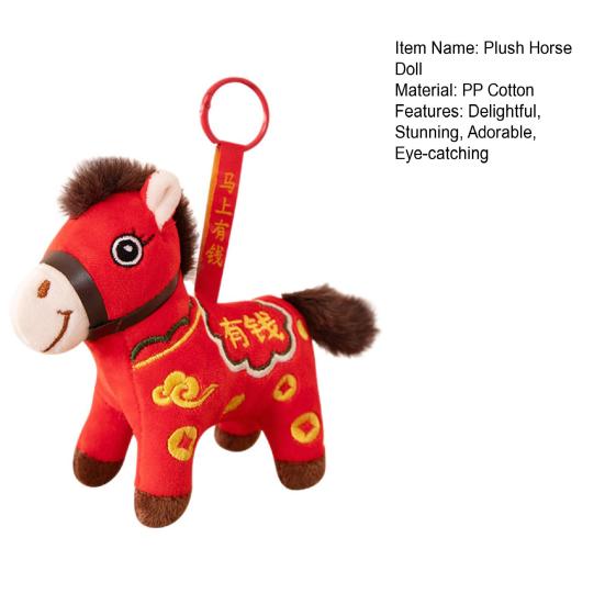 Stuffed Horse Doll Toy Chinese Year of The Horse Statue Plush Zodiac Horse Ornament