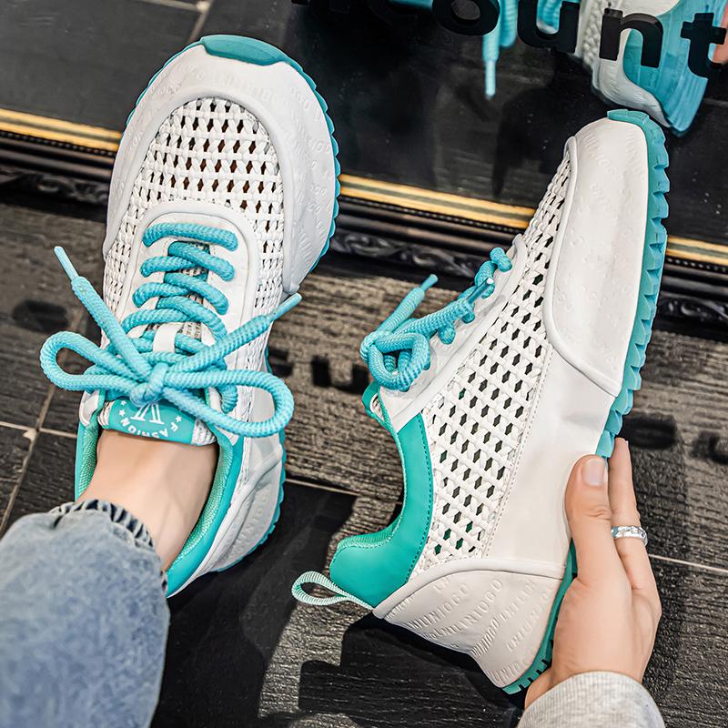 Summer Weave Man Casual Sneakers Fashion White Platform Sneakers Man Designer Shoes Breathable Lace-up Original Men's Sneakers