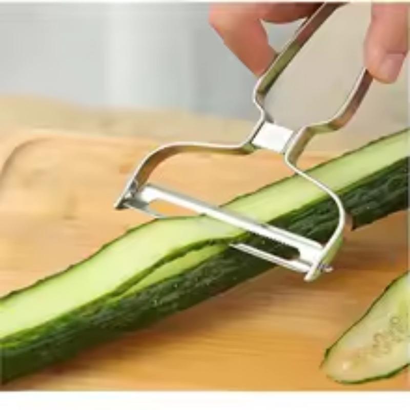 Pelapatate in Acciaio Inossidabile a Bocca Larga per Verdure e Frutta - Utensile da Cucina Multifunzionale per Tagliare Cavolo e Patate e Preparare Insalate