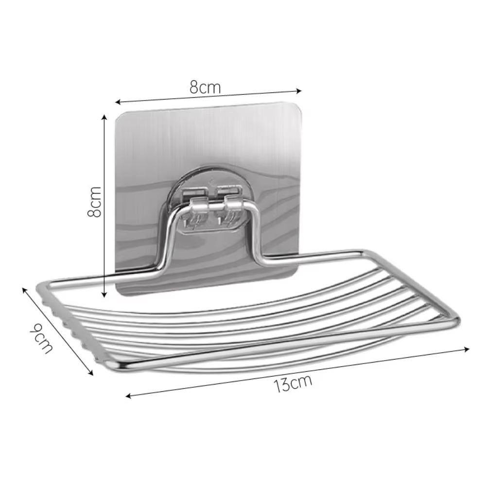 1PC  Punch-free Nail-free Bathroom Single Layer Drain Wall Hanging Sucker Soap Box Light Luxury Shelf Stainless Steel Soap Rack