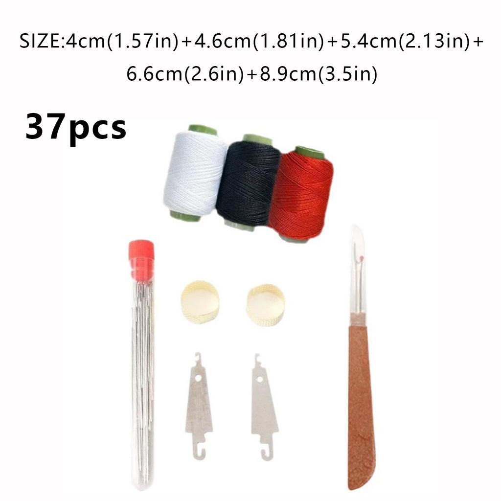 Large Eye Hand Sewing Needles Set 34/37 PCS High Carbon Steel Needles with Thread Spools for DIY Craft Elderly