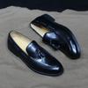 Fashion Classic Men's Genuine Cow Leather Tassel Loafers Slip-On Formal Dress Shoes Plain Toe Office Casual Loafers for Daily Wear