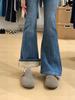 Women's High-Waist Blue Micro-Flare Elastic Jeans - Plus Velvet, Thickened, Large Size, Slim Fit, Winter Style.