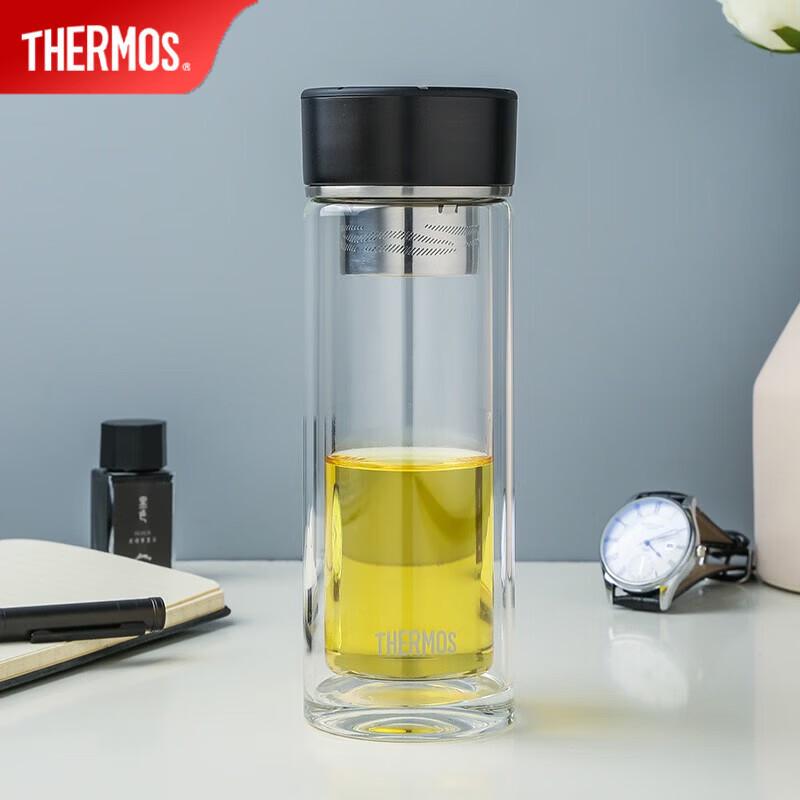 THERMOS 300ml Double-Layer Tea Infuser Glass Bottle