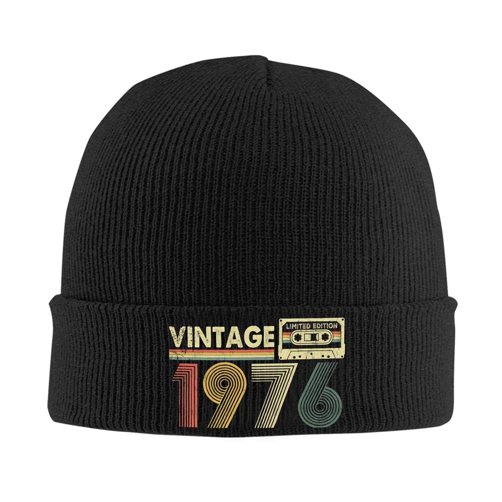 Herren Damen Strickbündel Mütze Geboren 1976 vintage Alter 50 Jahre alt 50. Geburtstag Merch Warm Gestrickt Beanie Mützen Skullies