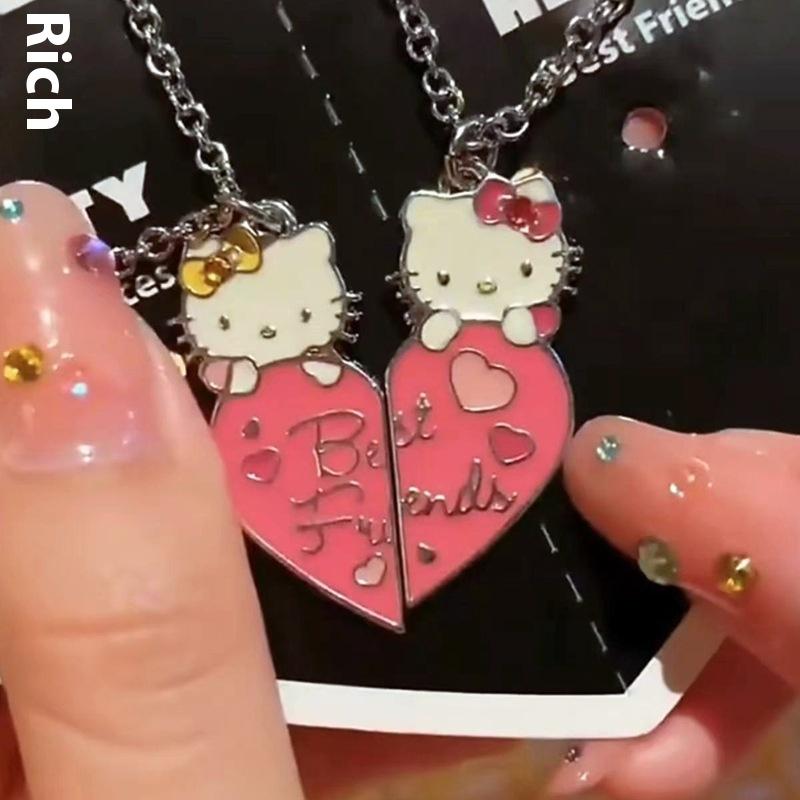 Best Friends Sweet Sanrio Hello Kitty Couple Pendant Necklace 2 Pcs/ Set Chain Choker Bff Good Friendship Jewelry Gift