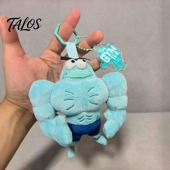 Decorative Hang Tag for Keys Funny Buff Muscle Fish Plush Keychain, Cartoon Stuffed Unique Personality Bag Ornament Pendant, Novelty Soft Charm
