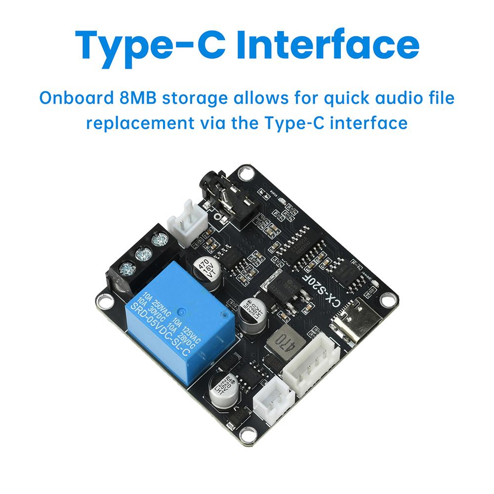 DC 6-35V Serial Port Control Mp3 Voice Broadcast Chip Module Mcu Control Triggers Custom Audio 20W Power CX-S20F Type C