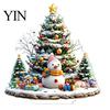 Seasonal Home Accents Christmas Village Houses Table Decoration, Snow Scene Patterns 2D Acrylic Santa Claus Hanging Decor Ornament, Decorative