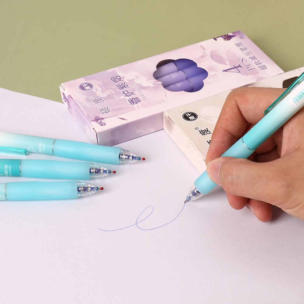 4-Pack Soft Grip Erasable Gel Pens - Quick-Drying, Click-Action Stationery for Students and Office Use