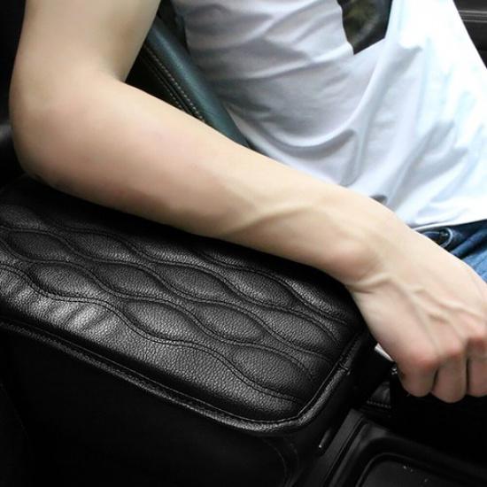 Black Car Center Console Box Armrest Cushion Cover PU Leather Pad Protector
