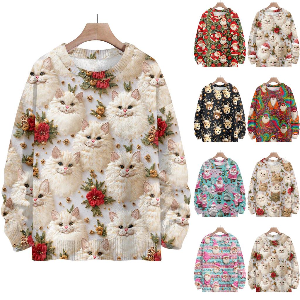 Christmas Sweatshirts For Women Knit Sweater Cute Shirt Fall Crewneck Pullover Tops