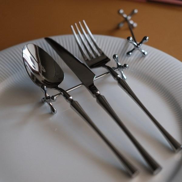 Couber Dumbbell Stainless Steel Spoon Rest 4P Set, 4 Pieces, Korean popular tableware