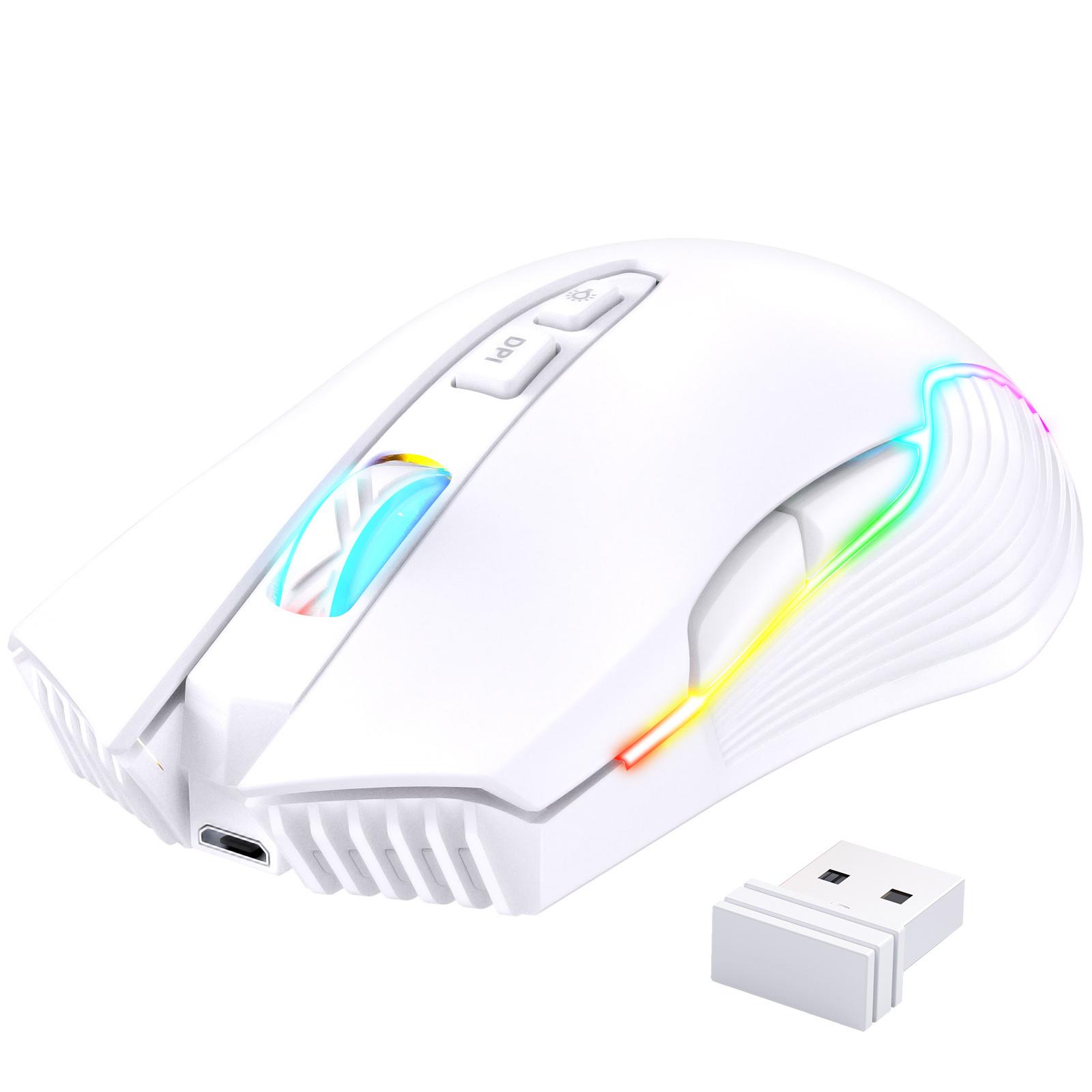 

ONIKUMA Wireless 2.4G USB Game Mouse RGB Golwing 3000 DPI Ігрові миші Миша з акумулятором великої ємності для ігрового офісу Комфортне відчуття рукою білий
