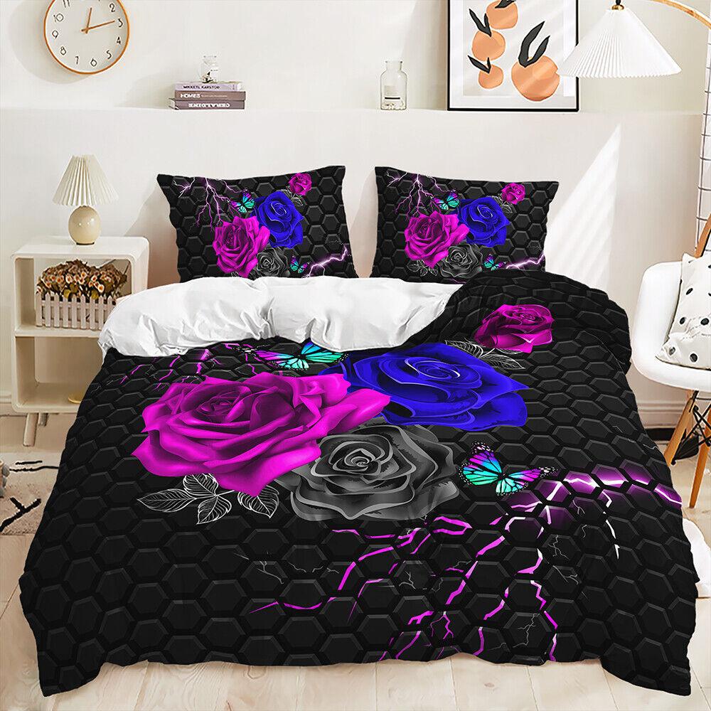 Ciocănitoarea Magică Colorată Florală Fluture Trandafir Plapumă Duvet Set Husă Plapumă