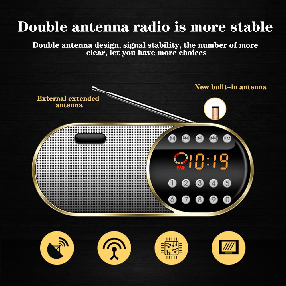 Portátil mini rádio fm sem fio bluetooth 5.0 alto-falantes tf \ usb \ led função flashling suporte 3.5mm fone de ouvido mp3 player