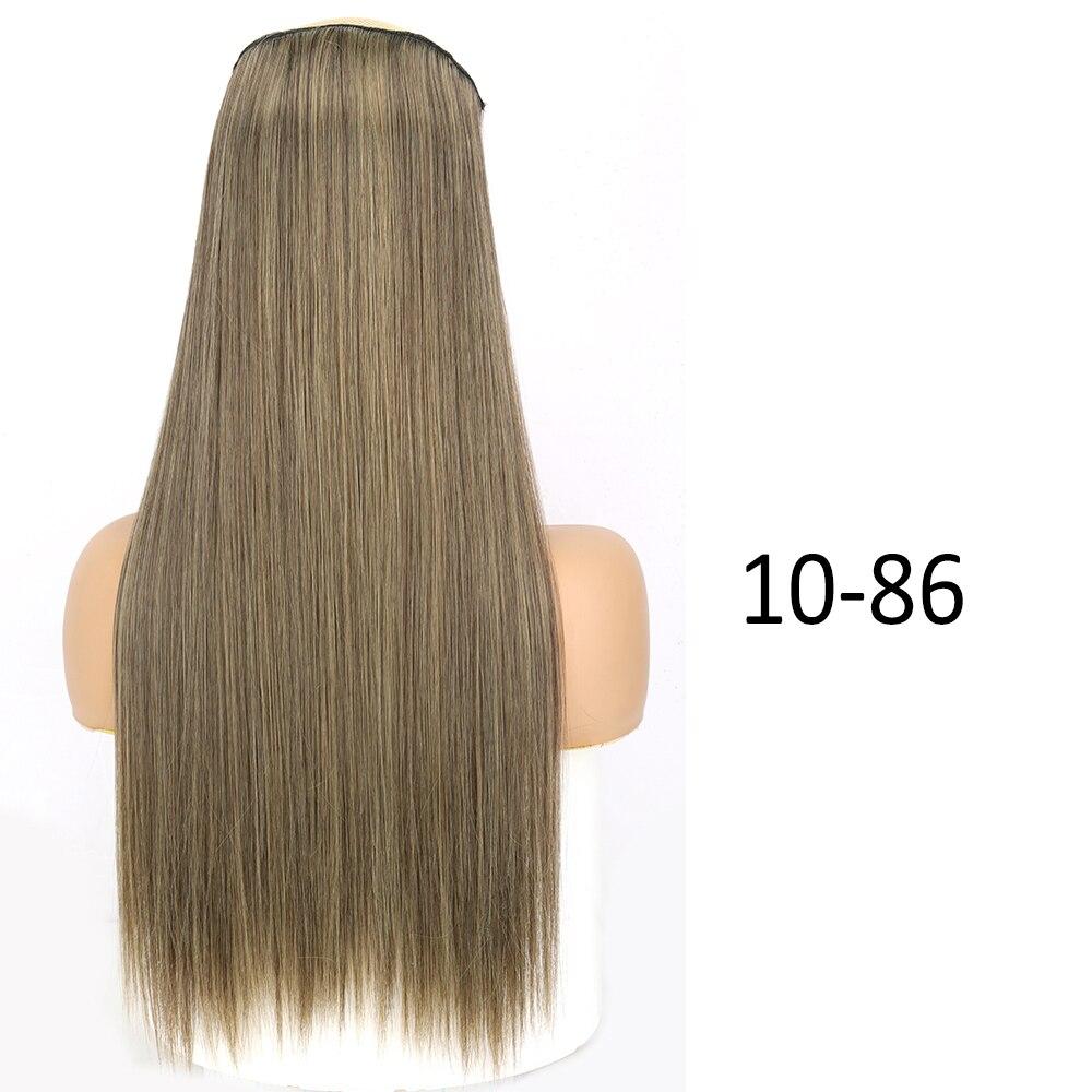 MISSQUEEN Women Long Straight Wavy Invisible Hair Extensions Without Clips Synthetic Fiber Long Daily Wear Invisible Hairpiece