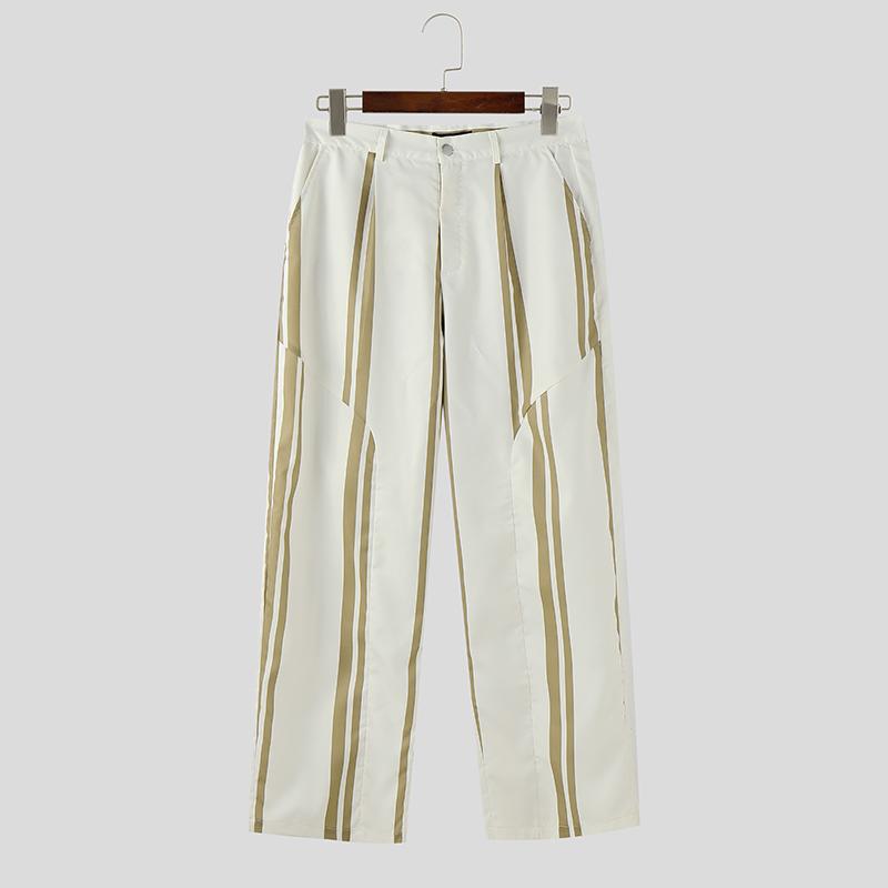 

INCERUN мужские повседневные свободные длинные широкие брюки с застежкой-молнией и полосатым принтом M коричневый