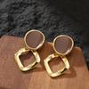 Stylish personality Xiaoxiangfeng hollow geometric square oil drop earrings, Dongdaemun, Korea, high-end commuter earrings