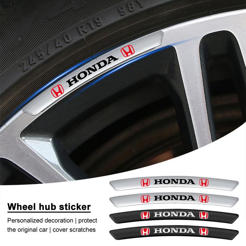 4Pcs Auto Wheel Hub Badge Tire Rim Stickers Accessories For Honda Fit Mugen Insight Type S R VTEC DOHC Modulo Vezel Legend RR Si