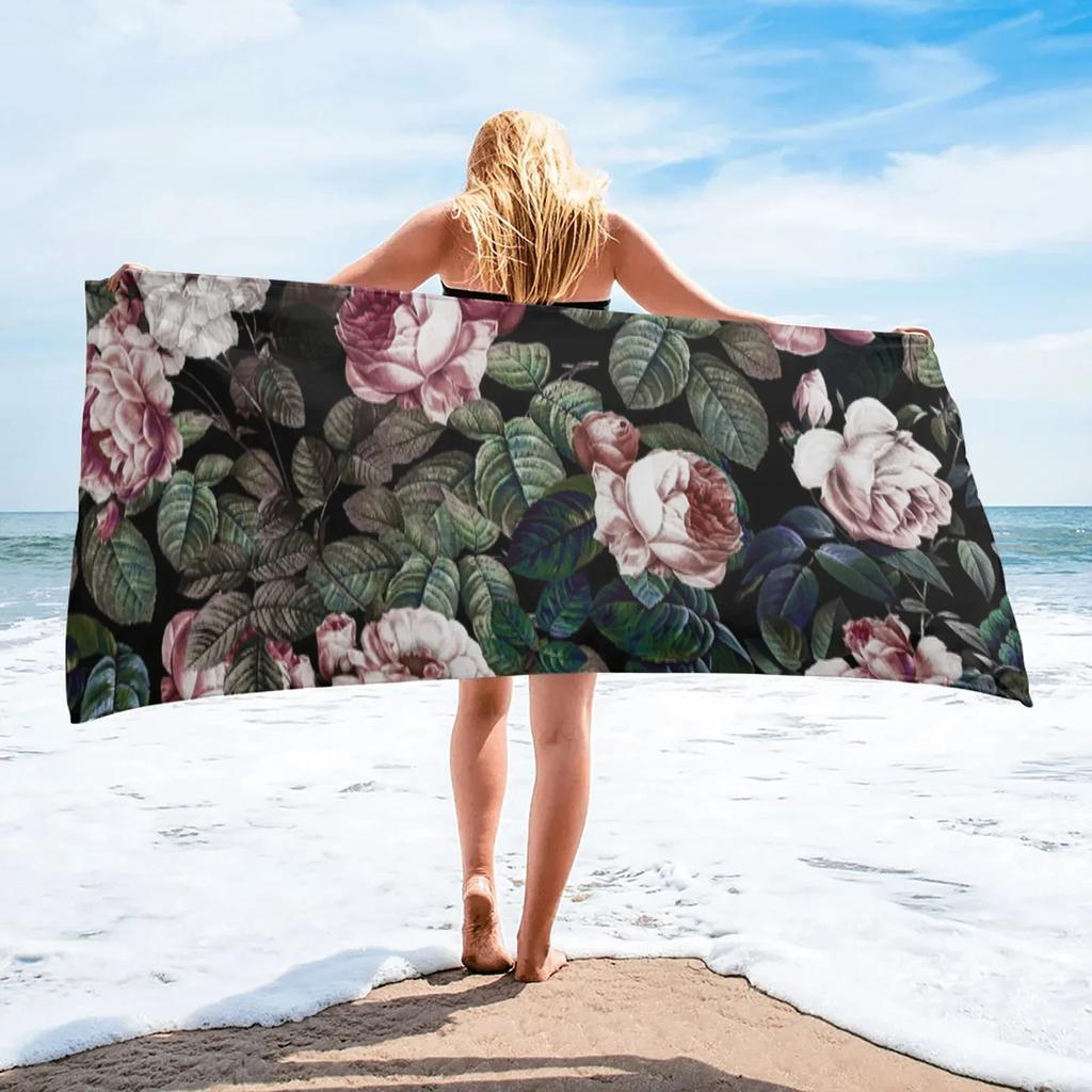 Pink Peonies Rose And Iris Quick-Dry Beach Towel Bathroom Microfiber Face Towel Outdoor Sport Swimming Camping Yoga Women Gift